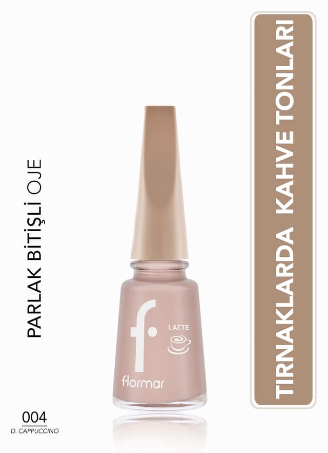 لاک ناخن Flormar Latte قهوهای با پیگمنت بالا و جلوه براق لاک ناخن Flormar Latte قهوهای با پیگمنت بالا و جلوه براق