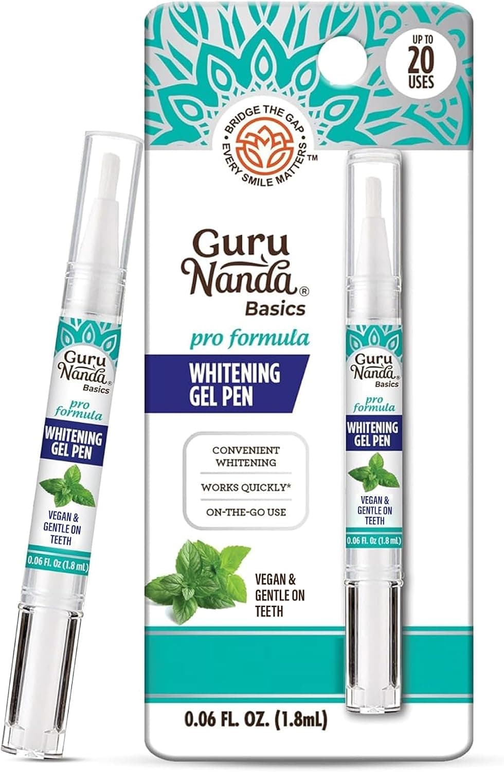 قلم سفیدکننده دندان GuruNanda ژل پراکسید هیدروژن طعم نعنا 0.06 fl oz 20 بار مصرف قلم سفیدکننده دندان GuruNanda ژل پراکسید هیدروژن طعم نعنا 0.06 fl oz 20 بار مصرف