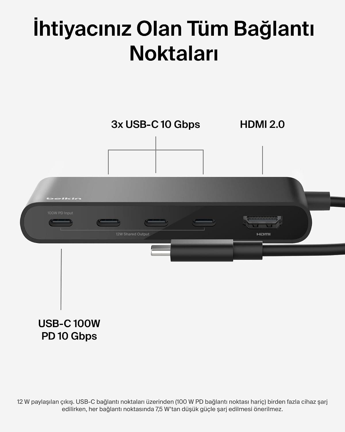 هاب 5 پورته USB-C Belkin با خروجی 4K HDMI، نرخ 60Hz، توان 100W و انتقال داده 10 Gbps هاب 5 پورته USB-C Belkin با خروجی 4K HDMI، نرخ 60Hz، توان 100W و انتقال داده 10 Gbps