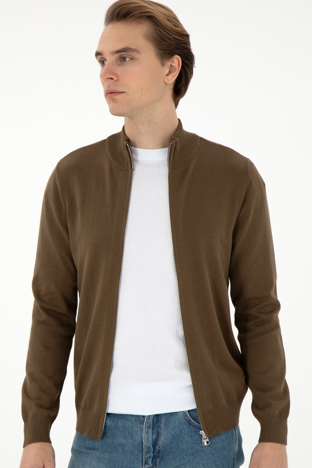 کاردیگان بافت مردانه U.S. Polo Assn. خاکی بیسیک مدل 50298268-VR027 کاردیگان بافت مردانه U.S. Polo Assn. خاکی بیسیک مدل 50298268-VR027