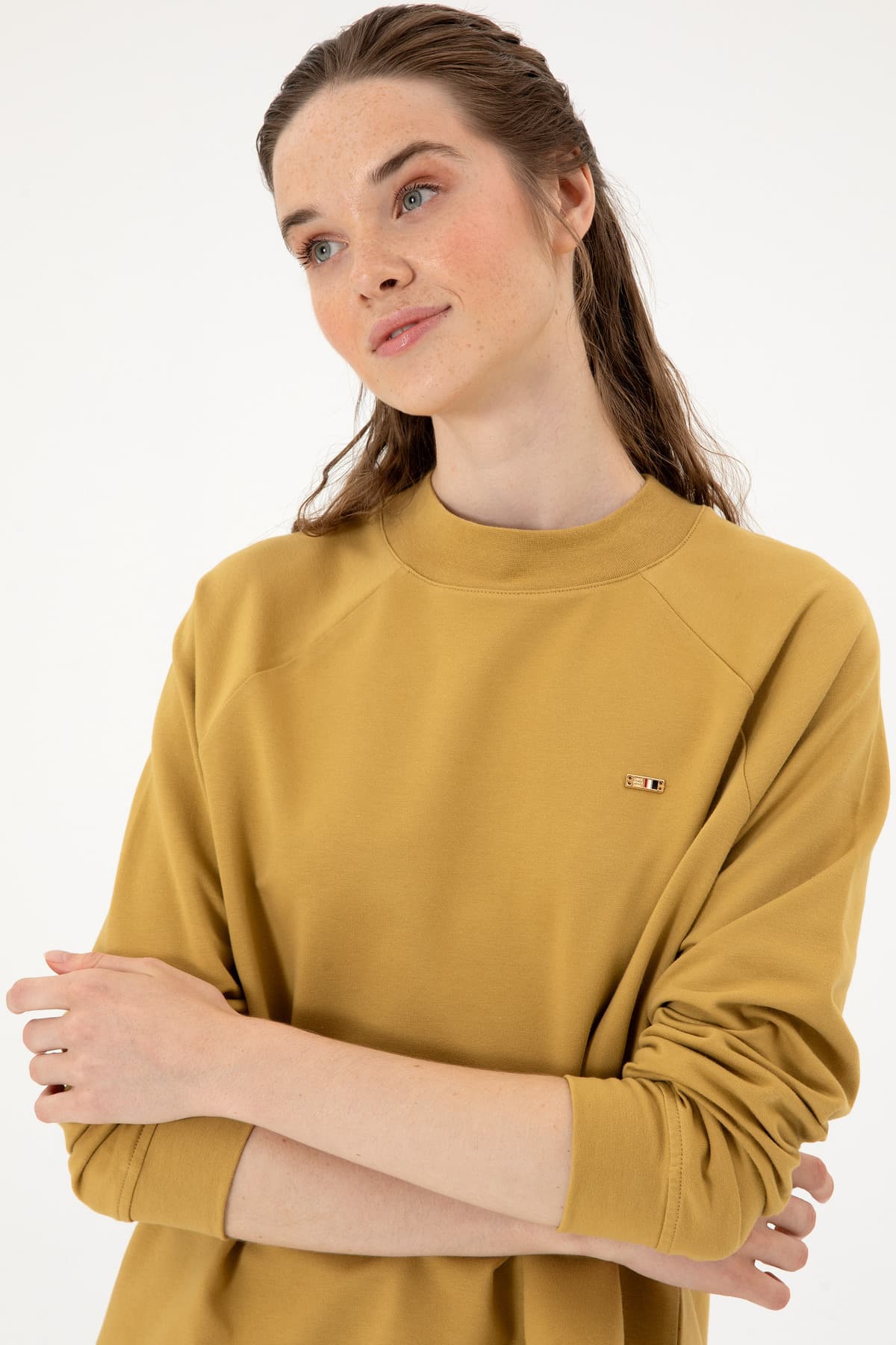 سوئیشرت زنانه U.S. Polo Assn. شتری فیت معمولی یقه گرد مدل 50313610-VR151 سوئیشرت زنانه U.S. Polo Assn. شتری فیت معمولی یقه گرد مدل 50313610-VR151