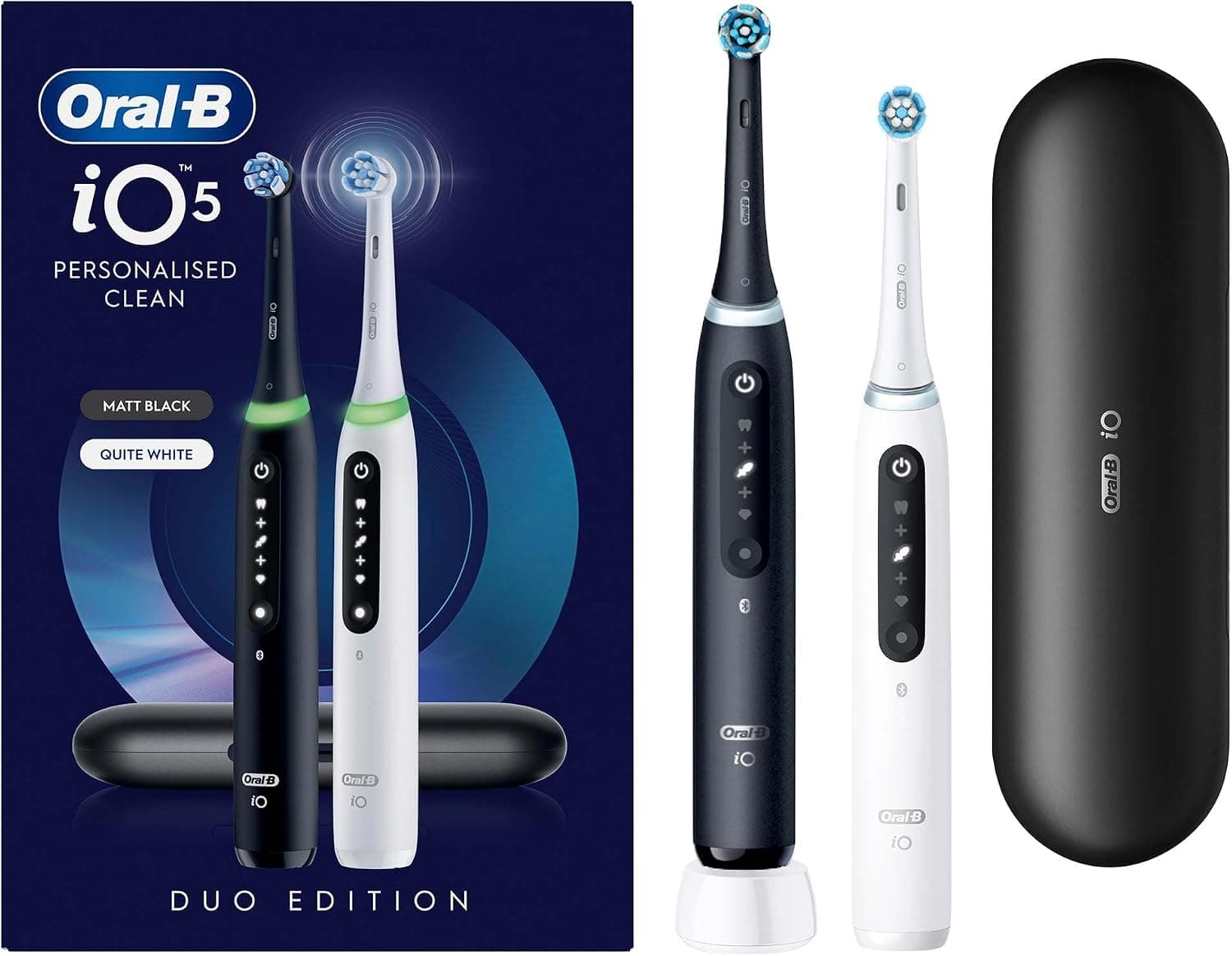 مسواک برقی Oral-B مدل iO5 ست ۲ تایی مشکی و سفید مات مسواک برقی Oral-B مدل iO5 ست ۲ تایی مشکی و سفید مات