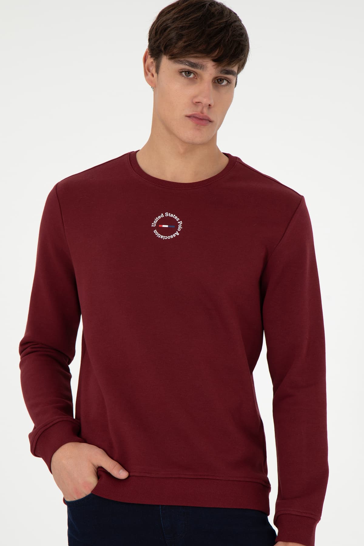 سوئیشرت مردانه U.S. Polo Assn. فیت معمولی یقه گرد زرشکی مدل 50293436-VR014 سوئیشرت مردانه U.S. Polo Assn. فیت معمولی یقه گرد زرشکی مدل 50293436-VR014