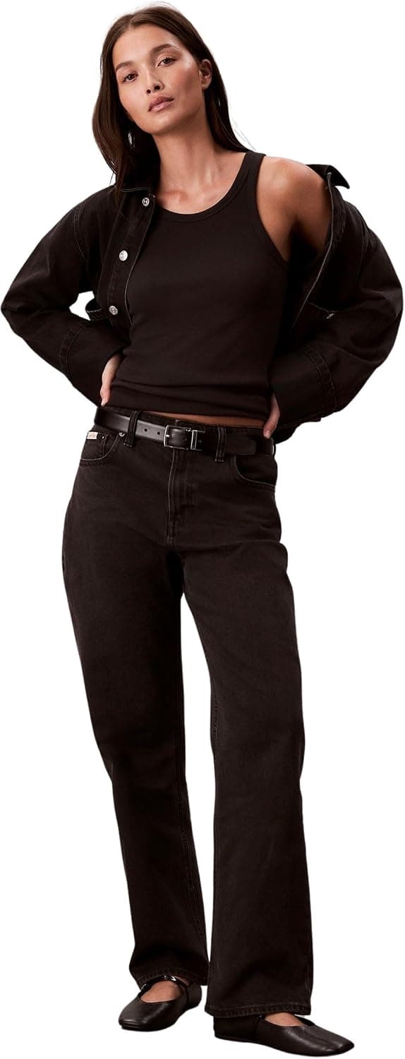 شلوار جین زنانه Calvin Klein فیت راست کمر بلند مدل LV047B909G شلوار جین زنانه Calvin Klein فیت راست کمر بلند مدل LV047B909G