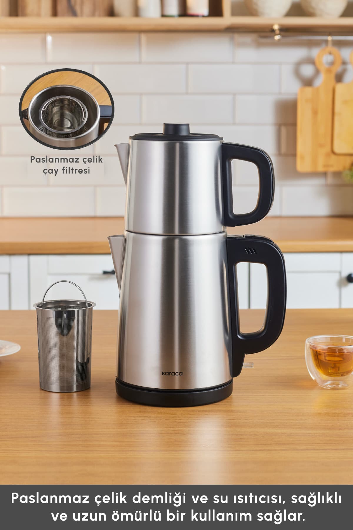 چایساز و آبجوشکن استیل 2 در 1 Karaca TeaBig XL با ظرفیت 35 لیوان چای چایساز و آبجوشکن استیل 2 در 1 Karaca TeaBig XL با ظرفیت 35 لیوان چای