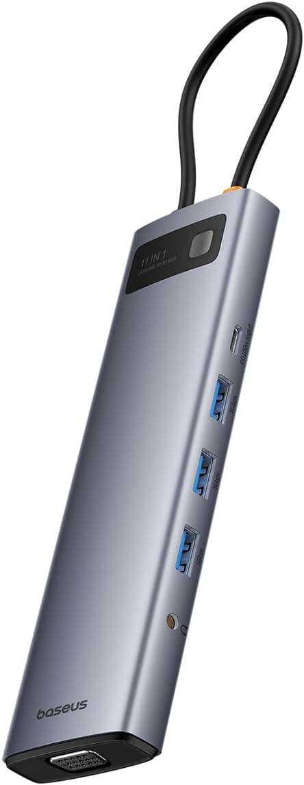 هاب USB-C یازدهدریک Baseus Metal Gleam با HDMI 4K@60Hz و 100W PD مدل B00030709811-00 هاب USB-C یازدهدریک Baseus Metal Gleam با HDMI 4K@60Hz و 100W PD مدل B00030709811-00