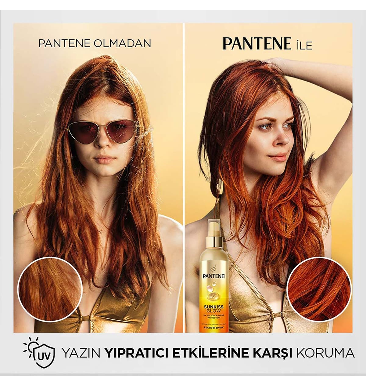 اسپری مو Pantene Pro-V Sunkiss Glow محافظ خورشید و کلر بدون آبکشی 200ML اسپری مو Pantene Pro-V Sunkiss Glow محافظ خورشید و کلر بدون آبکشی 200ML