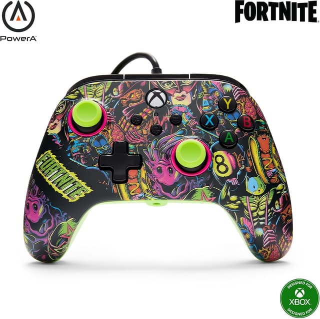 دسته بازی سیمی PowerA Advantage برای Xbox Series X|S طرح Fortnite Glow دسته بازی سیمی PowerA Advantage برای Xbox Series X|S طرح Fortnite Glow