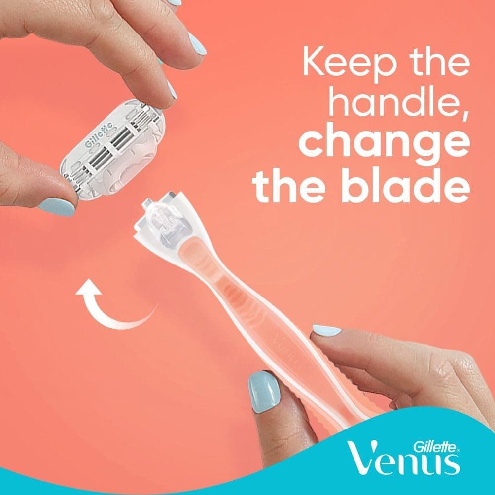 تیغ اصلاح زنانه Gillette Venus Smooth Sensitive قابل تعویض با 1 دسته و 2 تیغ یدکی تیغ اصلاح زنانه Gillette Venus Smooth Sensitive قابل تعویض با 1 دسته و 2 تیغ یدکی