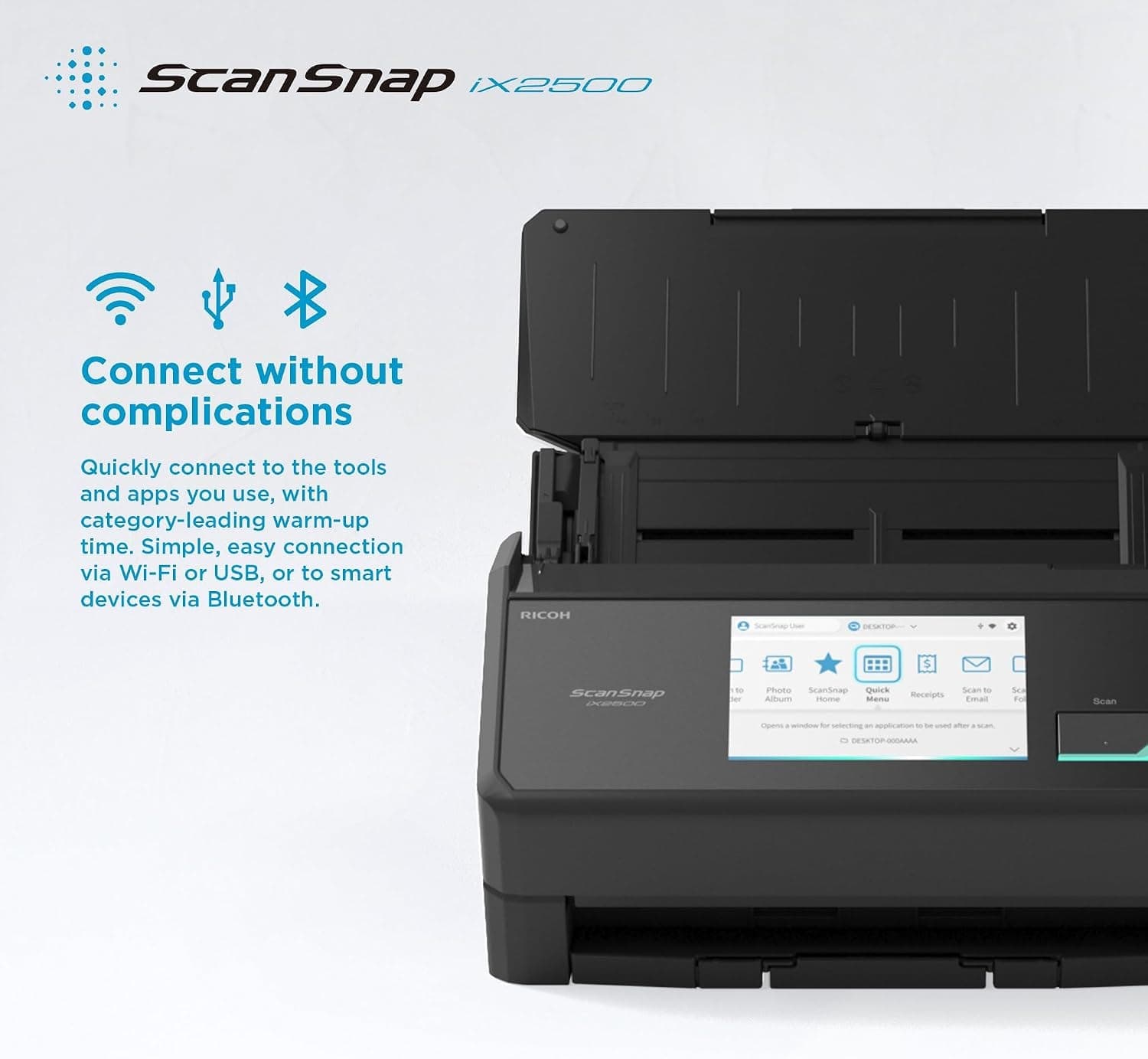 اسکنر اسناد ScanSnap Ix2500 ۴۵ صفحه در دقیقه ۶۰۰ dpi وایفای بلوتوث USB-C مدل PA03860-B001 اسکنر اسناد ScanSnap Ix2500 ۴۵ صفحه در دقیقه ۶۰۰ dpi وایفای بلوتوث USB-C مدل PA03860-B001