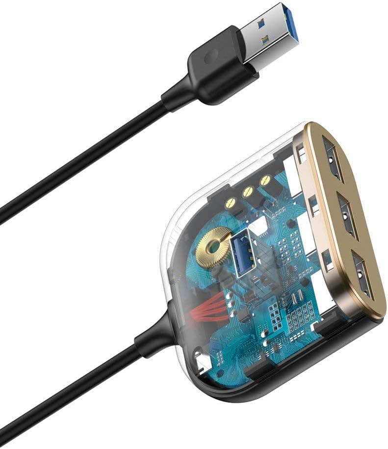 هاب USB چهارکاره Baseus Square round با 1×USB3.0 و 3×USB2.0، 1m، مشکی هاب USB چهارکاره Baseus Square round با 1×USB3.0 و 3×USB2.0، 1m، مشکی