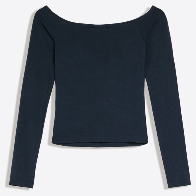تیشرت زنانه Bershka یقه Bardot آستین بلند تیشرت زنانه Bershka یقه Bardot آستین بلند
