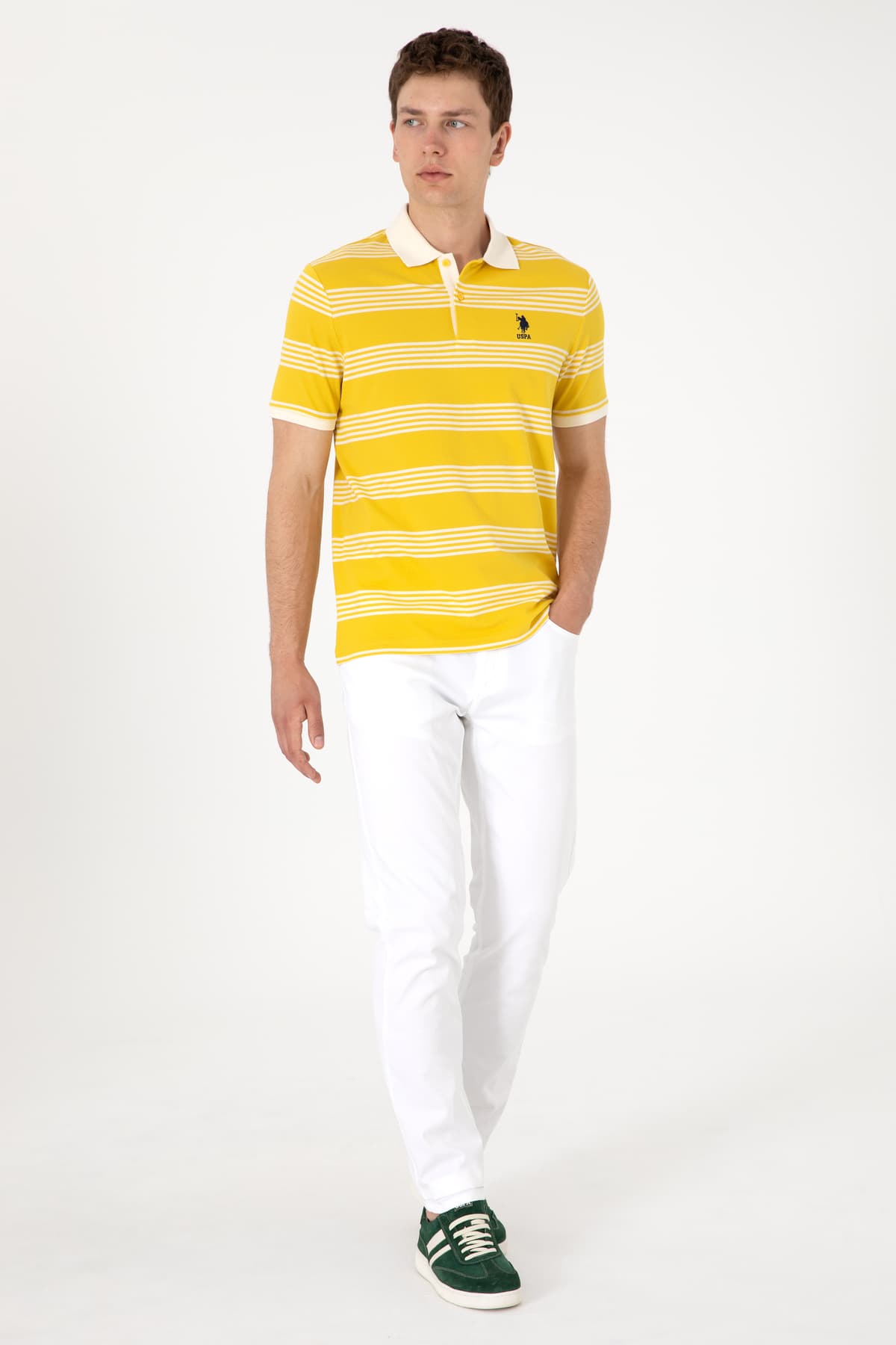 تیشرت مردانه U.S. Polo Assn. فیت معمولی راهراه زرد مدل 50306826-VR094 تیشرت مردانه U.S. Polo Assn. فیت معمولی راهراه زرد مدل 50306826-VR094
