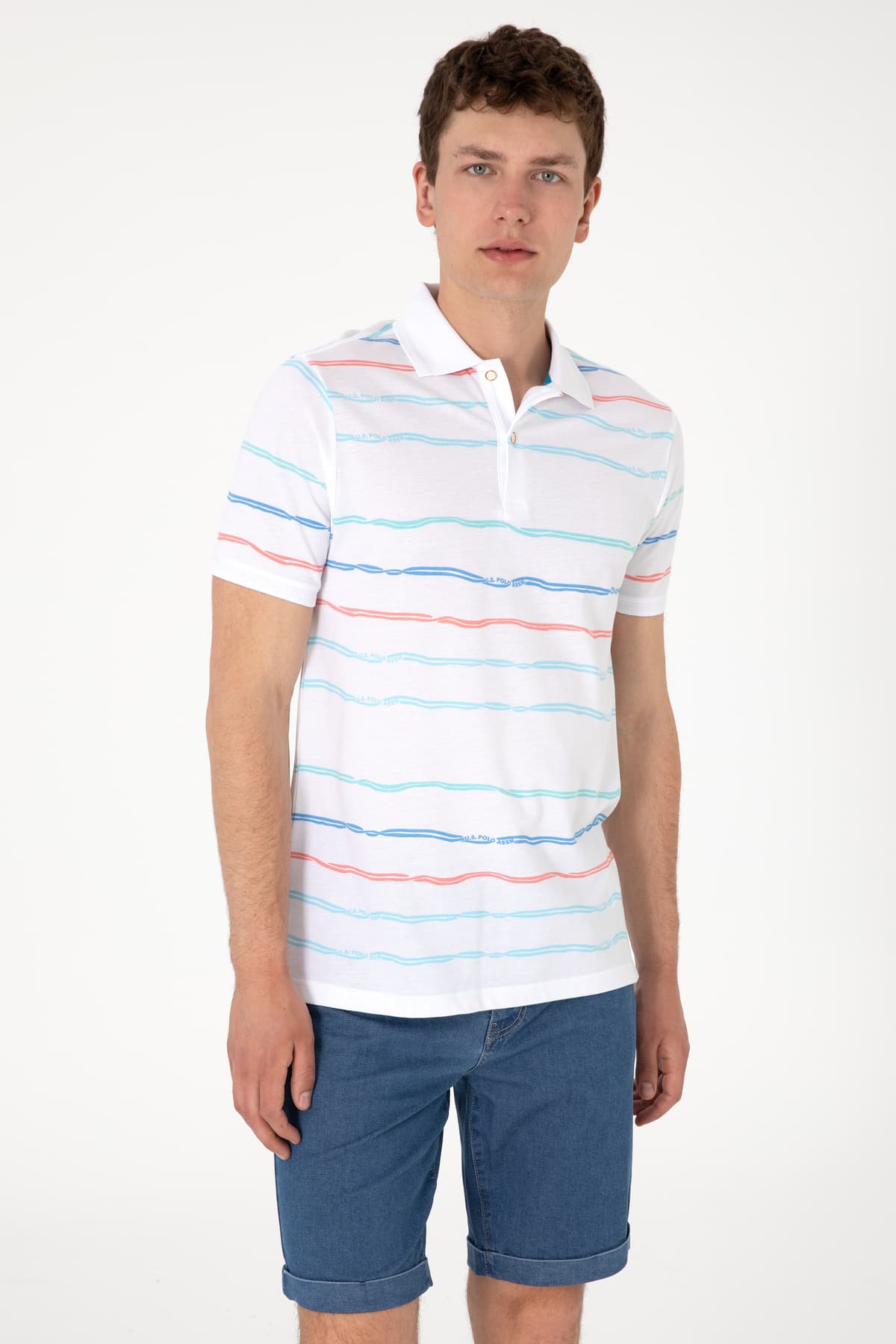 تیشرت مردانه U.S. Polo Assn. فیت معمولی سفید راهراه مدل 50299642-VR013 تیشرت مردانه U.S. Polo Assn. فیت معمولی سفید راهراه مدل 50299642-VR013