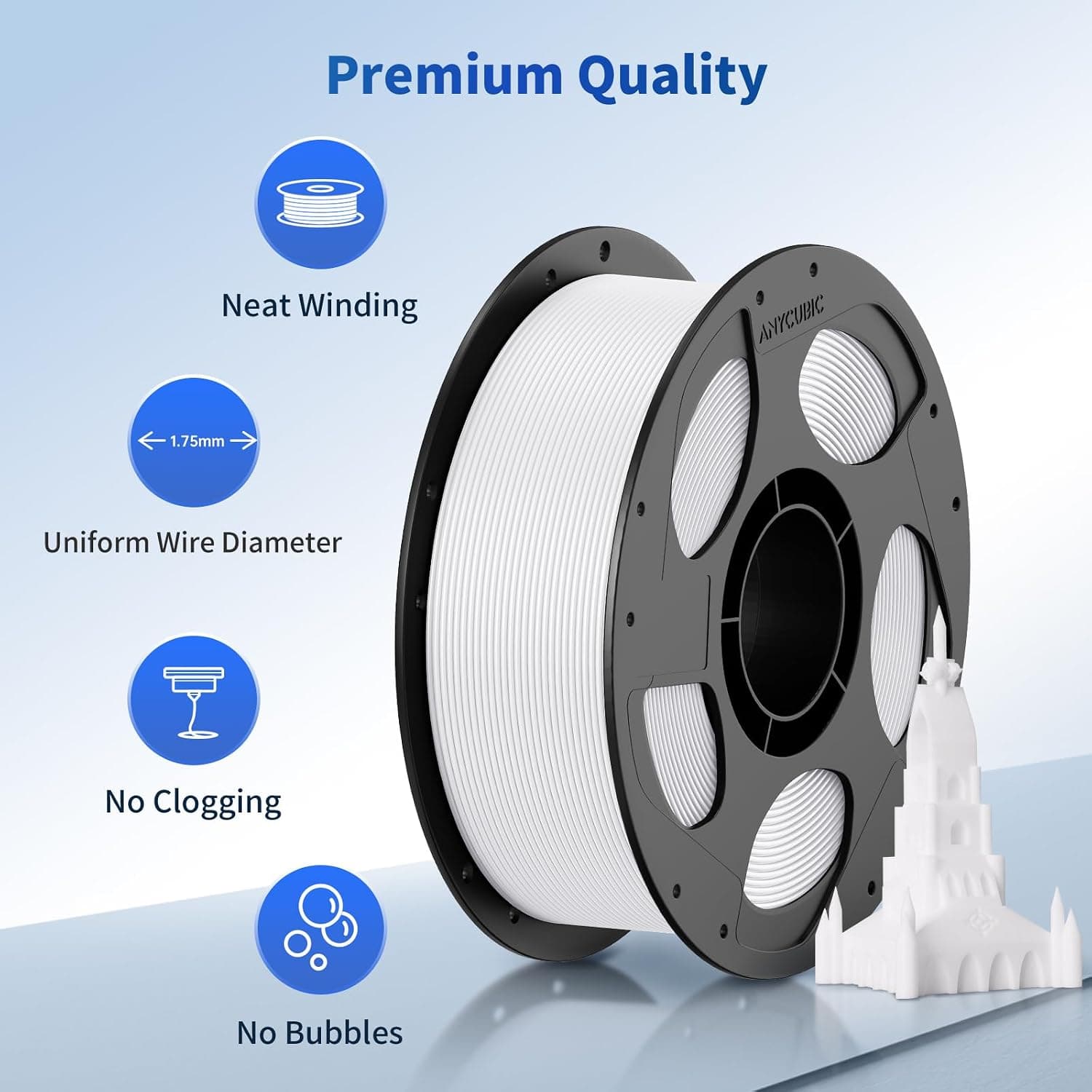 فیلامنت PLA پرینتر سه بعدی ANYCUBIC 1.75mm ±0.02mm سفید 1KG فیلامنت PLA پرینتر سه بعدی ANYCUBIC 1.75mm ±0.02mm سفید 1KG