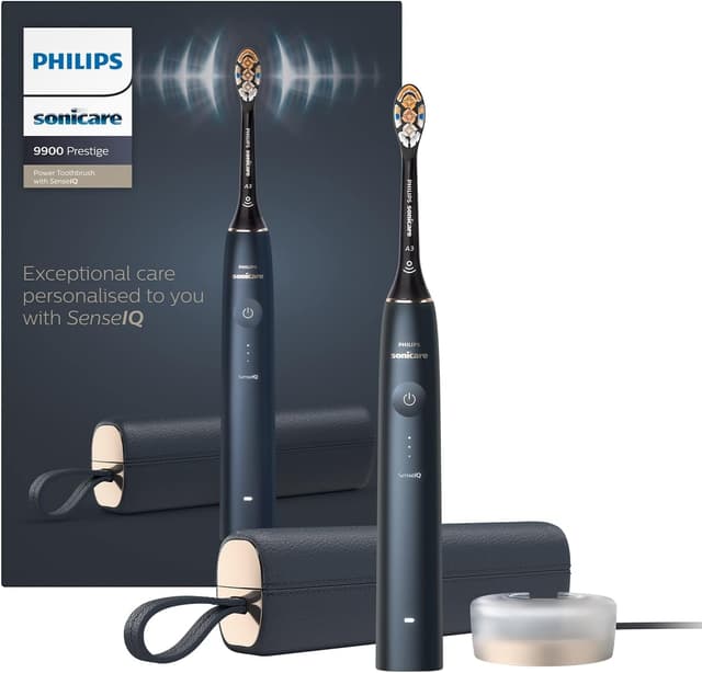 مسواک برقی PHILIPS Sonicare Prestige 9900 با فناوری SenseIQ، سری All-in-One و هوش مصنوعی اپلیکیشن Sonicare مدل HX9992/12 رنگ آبی نیمهشب مسواک برقی PHILIPS Sonicare Prestige 9900 با فناوری SenseIQ، سری All-in-One و هوش مصنوعی اپلیکیشن Sonicare مدل HX9992/12 رنگ آبی نیمهشب
