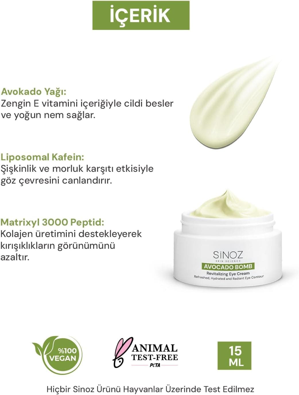 کرم مراقبت از دور چشم Sinoz مرطوبکننده، احیاکننده و ضدچروک Avokado Bomb 15 Ml کرم مراقبت از دور چشم Sinoz مرطوبکننده، احیاکننده و ضدچروک Avokado Bomb 15 Ml