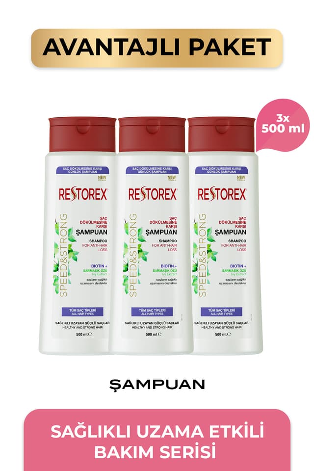 شامپو Restorex Speed Strong ضد ریزش مو 3×500ml شامپو Restorex Speed Strong ضد ریزش مو 3×500ml