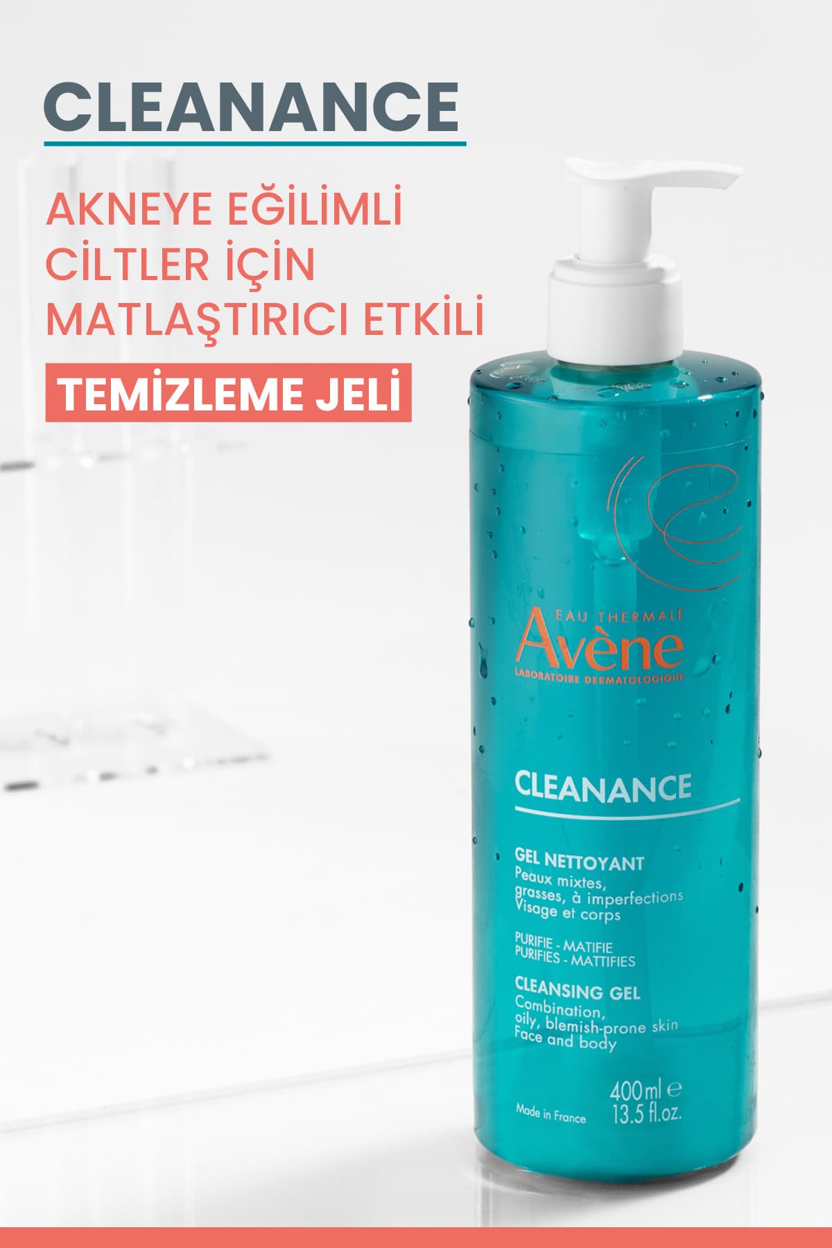 ژل شستوشوی صورت برای پوست چرب و مستعد آکنه Avene ماتکننده 400 ml ژل شستوشوی صورت برای پوست چرب و مستعد آکنه Avene ماتکننده 400 ml