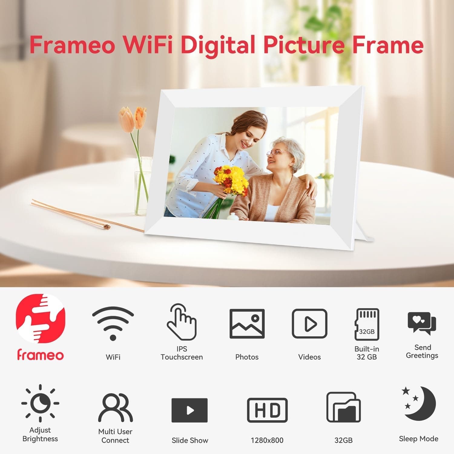 قاب عکس دیجیتال ZoYue وایفای Frameo 10.1 اینچ لمسی IPS 32GB قاب عکس دیجیتال ZoYue وایفای Frameo 10.1 اینچ لمسی IPS 32GB