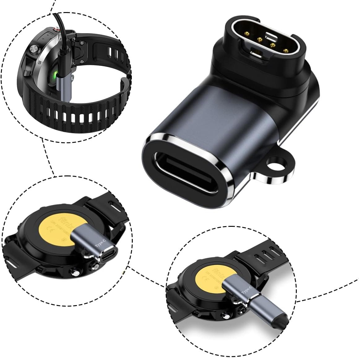 آداپتور شارژ T Tersely برای ساعت Garmin با USB C بسته 3 تایی آداپتور شارژ T Tersely برای ساعت Garmin با USB C بسته 3 تایی