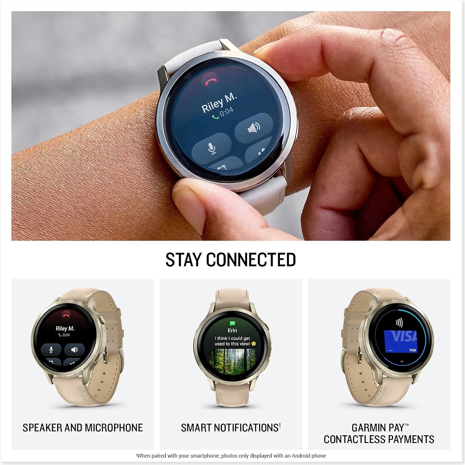 ساعت هوشمند Garmin بند چرمی طلایی 41 mm مدل Venu 4 ساعت هوشمند Garmin بند چرمی طلایی 41 mm مدل Venu 4