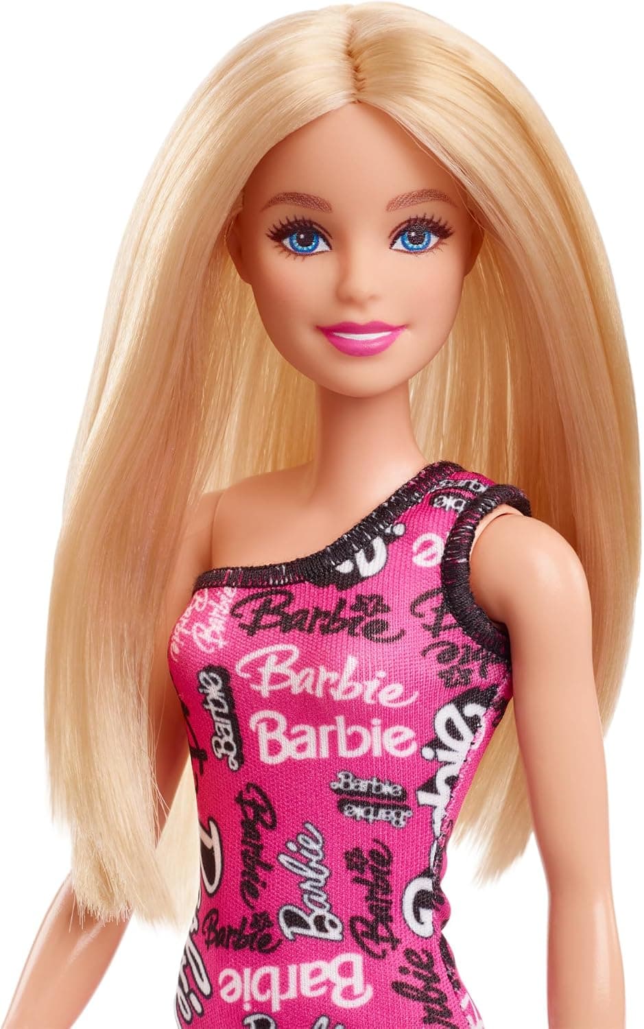 عروسک مد Barbie با موهای بلوند صاف، لباس صورتی جداشدنی و کفشهای لوگودار عروسک مد Barbie با موهای بلوند صاف، لباس صورتی جداشدنی و کفشهای لوگودار