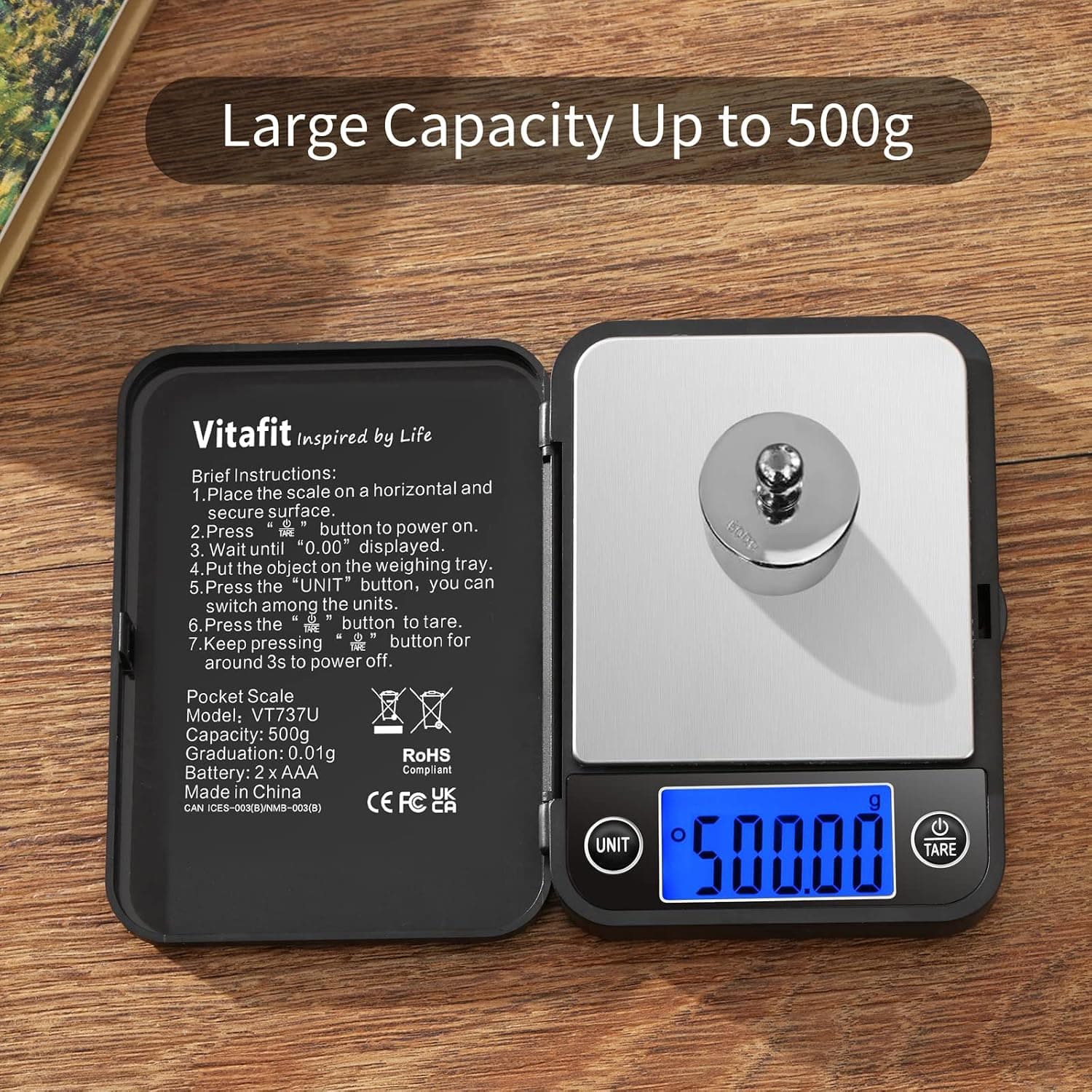 ترازوی جیبی دیجیتال Vitafit با ظرفیت 500g و دقت بالا 0.01g آبی ترازوی جیبی دیجیتال Vitafit با ظرفیت 500g و دقت بالا 0.01g آبی