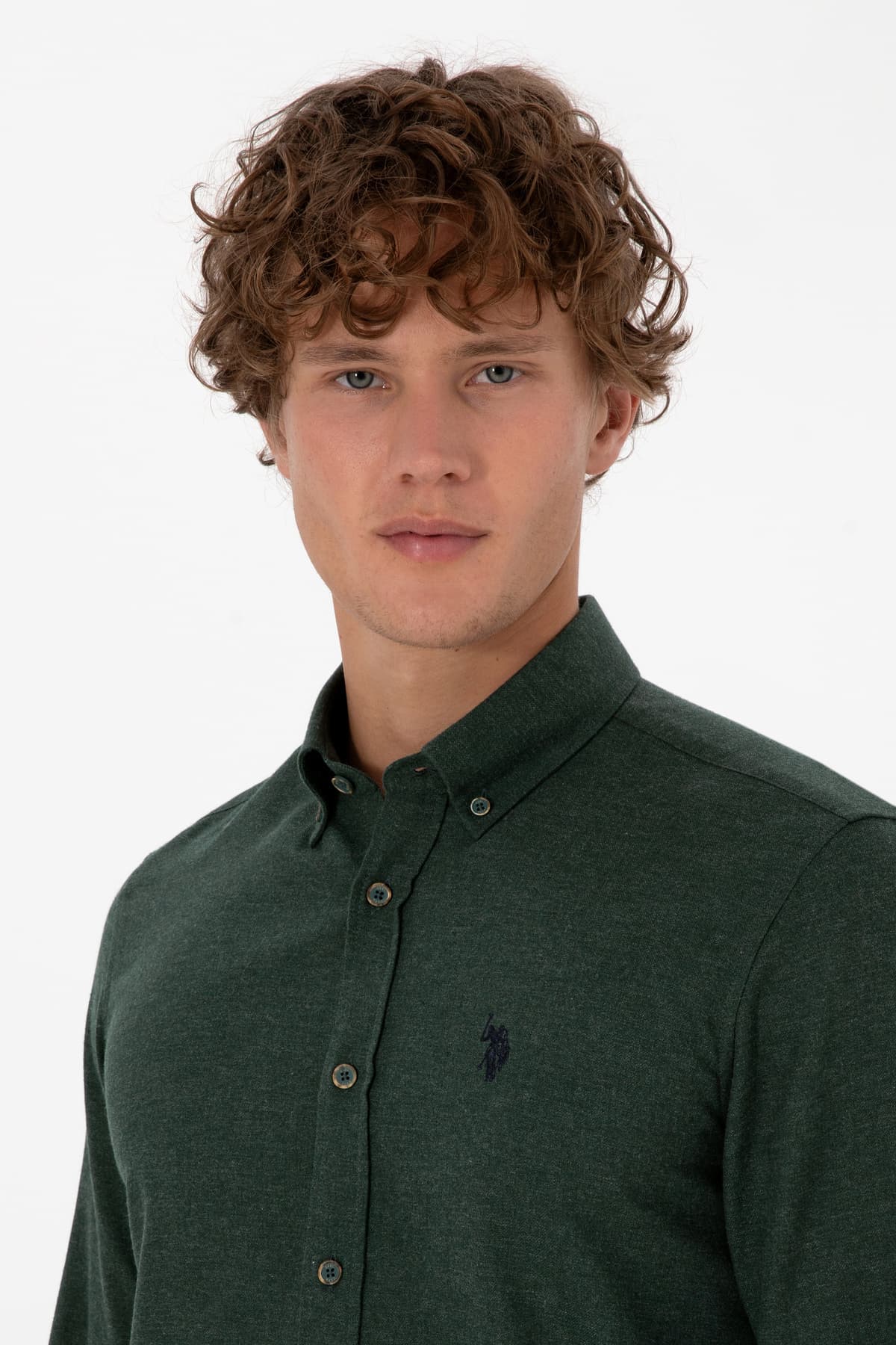 پیراهن مردانه سبز تیره آستین بلند U.S. Polo Assn. ساده مدل 50316721-VR079 پیراهن مردانه سبز تیره آستین بلند U.S. Polo Assn. ساده مدل 50316721-VR079