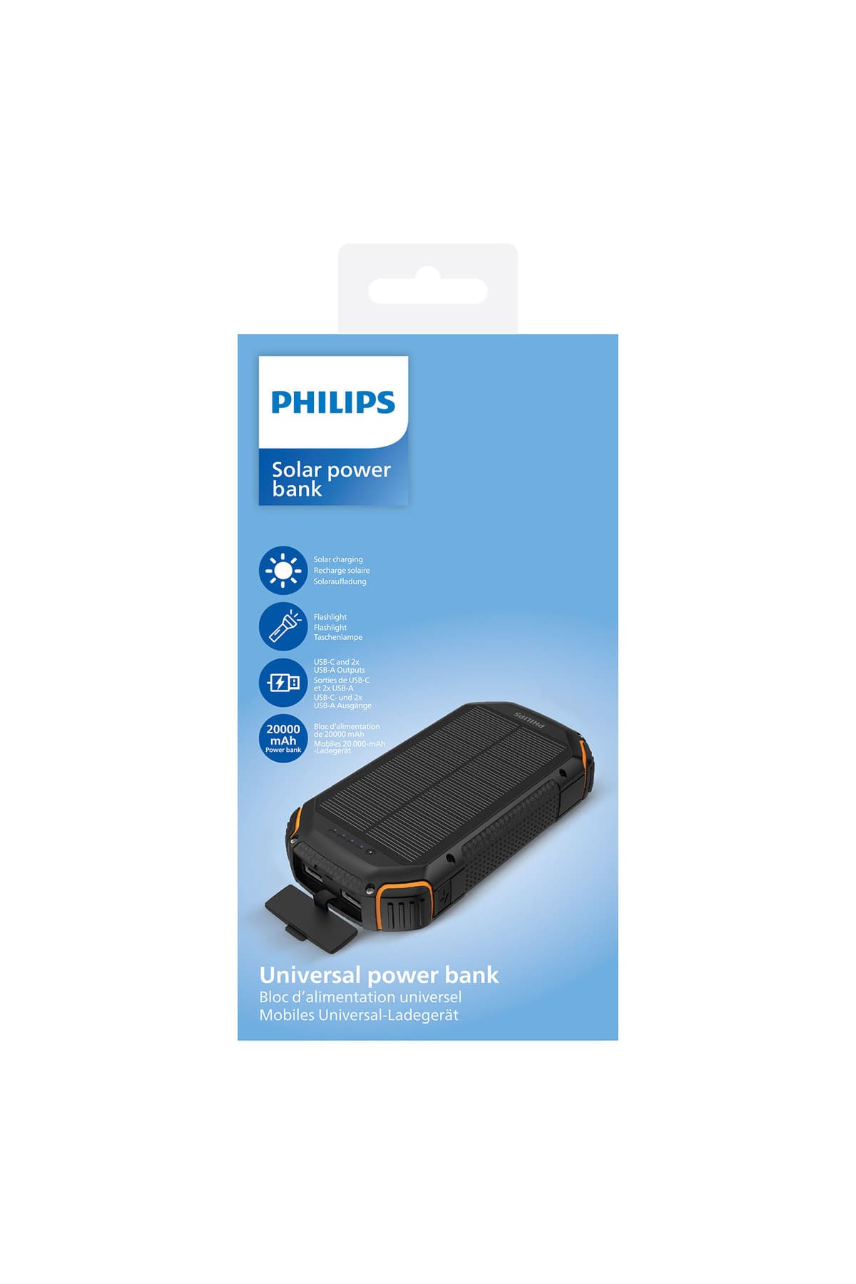 پاوربانک Philips خورشیدی چراغدار با ظرفیت 20.000mah و 2xusb-a و 2xusb-c مدل Dlp7726n پاوربانک Philips خورشیدی چراغدار با ظرفیت 20.000mah و 2xusb-a و 2xusb-c مدل Dlp7726n
