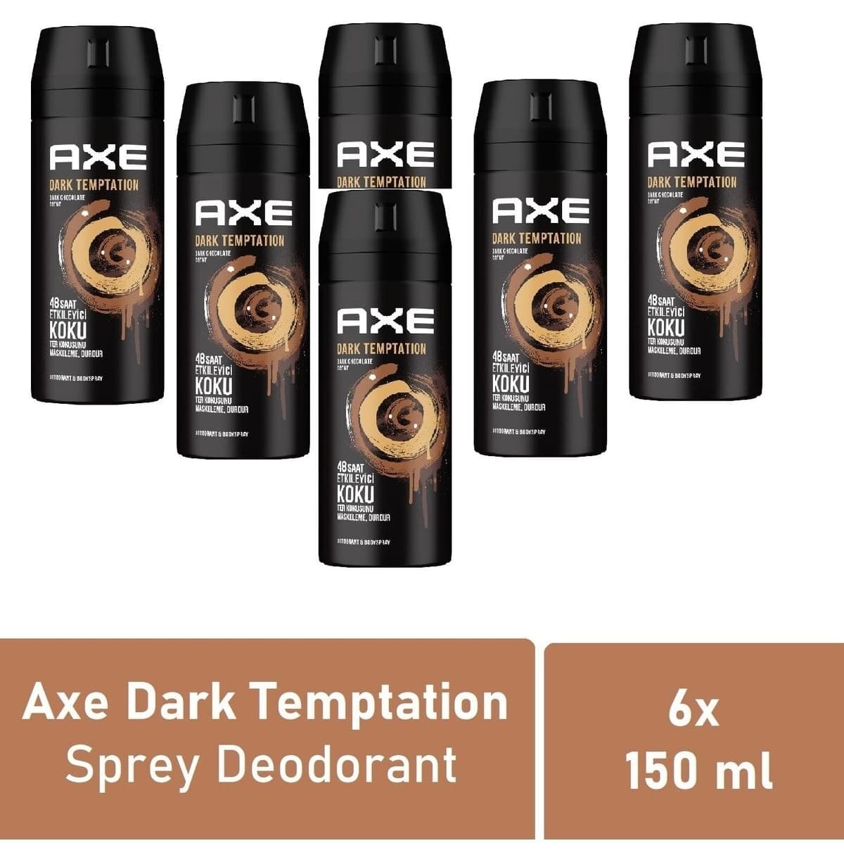 دئودورانت مردانه Axe Dark Temptation 150ml بسته 6 تایی دئودورانت مردانه Axe Dark Temptation 150ml بسته 6 تایی