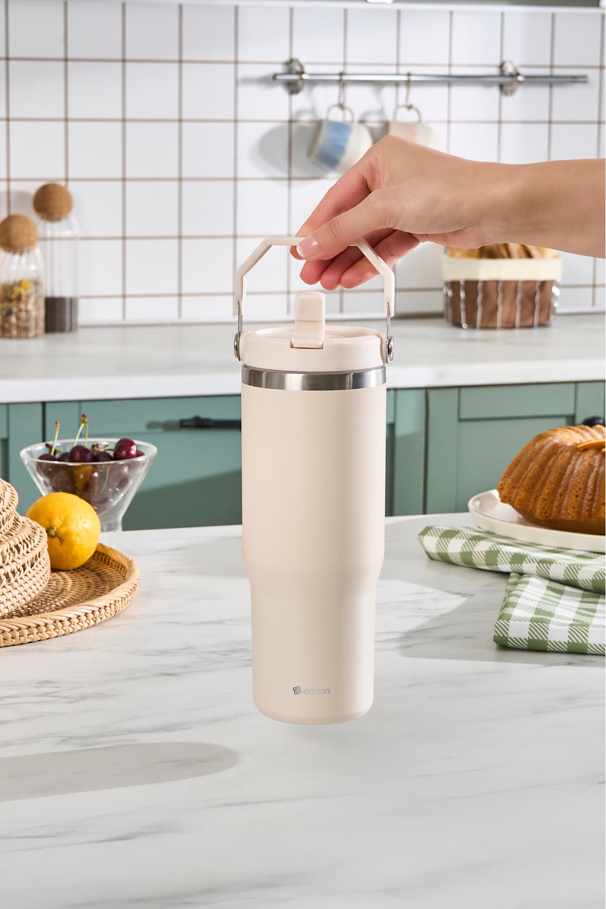 ترموس نیدار Emsan استیل ضدنشت مدل Star Ice کرم 900 ml ترموس نیدار Emsan استیل ضدنشت مدل Star Ice کرم 900 ml