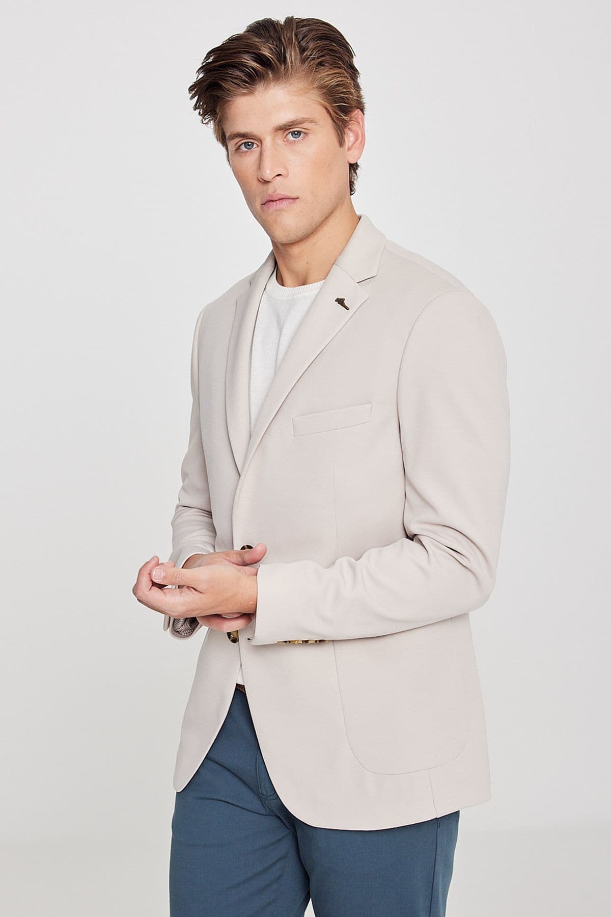 کت بلیزر مردانه AC&Co Altınyıldız Classics بژ Slim Fit Casual کت بلیزر مردانه AC&Co Altınyıldız Classics بژ Slim Fit Casual