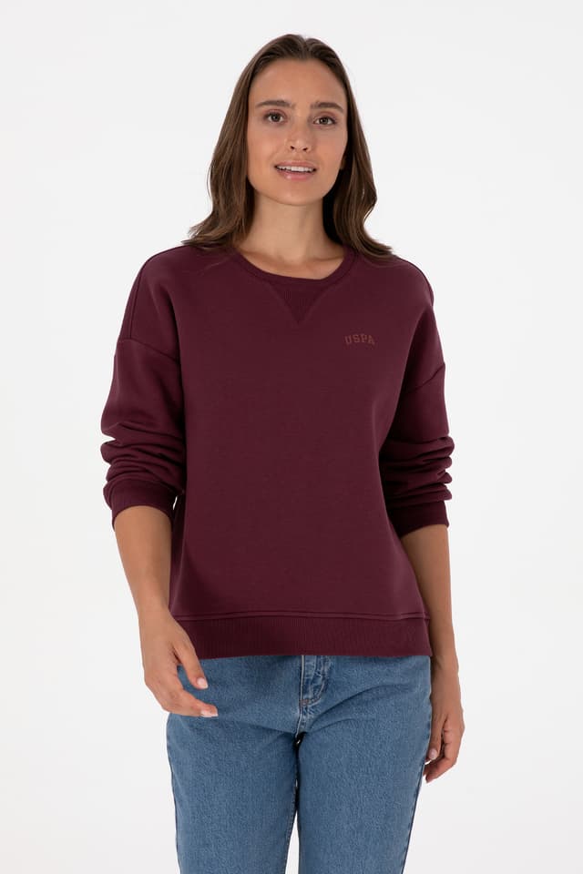 سوئیشرت زنانه U.S. Polo Assn. زرشکی شاردون یقه گرد مدل 50313586-VR177 سوئیشرت زنانه U.S. Polo Assn. زرشکی شاردون یقه گرد مدل 50313586-VR177