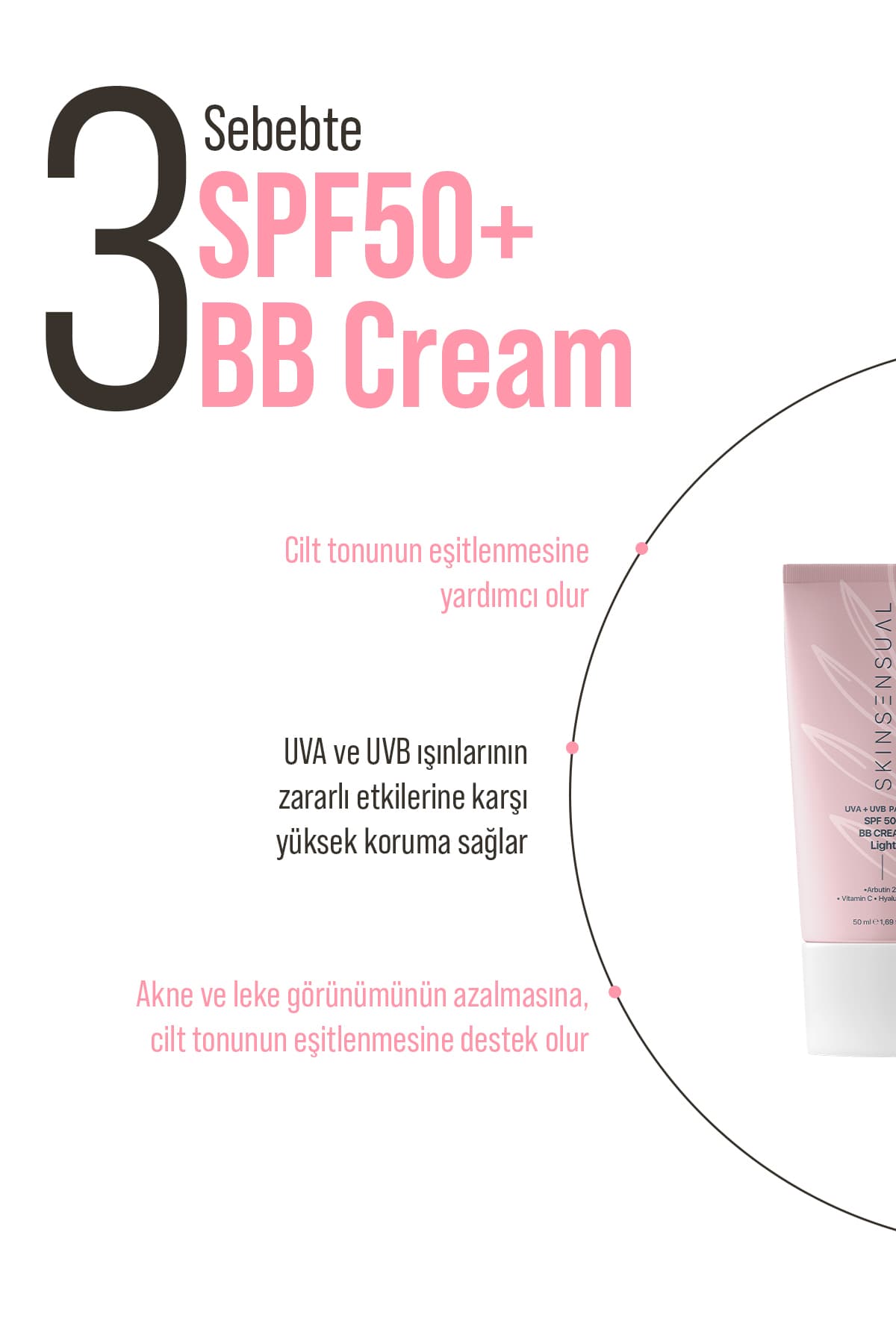 کرم BB پوشاننده Skin Sensual رنگ روشن SPF50+ PA++++ ضدلک 50 ml با محافظت UVA+UVB کرم BB پوشاننده Skin Sensual رنگ روشن SPF50+ PA++++ ضدلک 50 ml با محافظت UVA+UVB