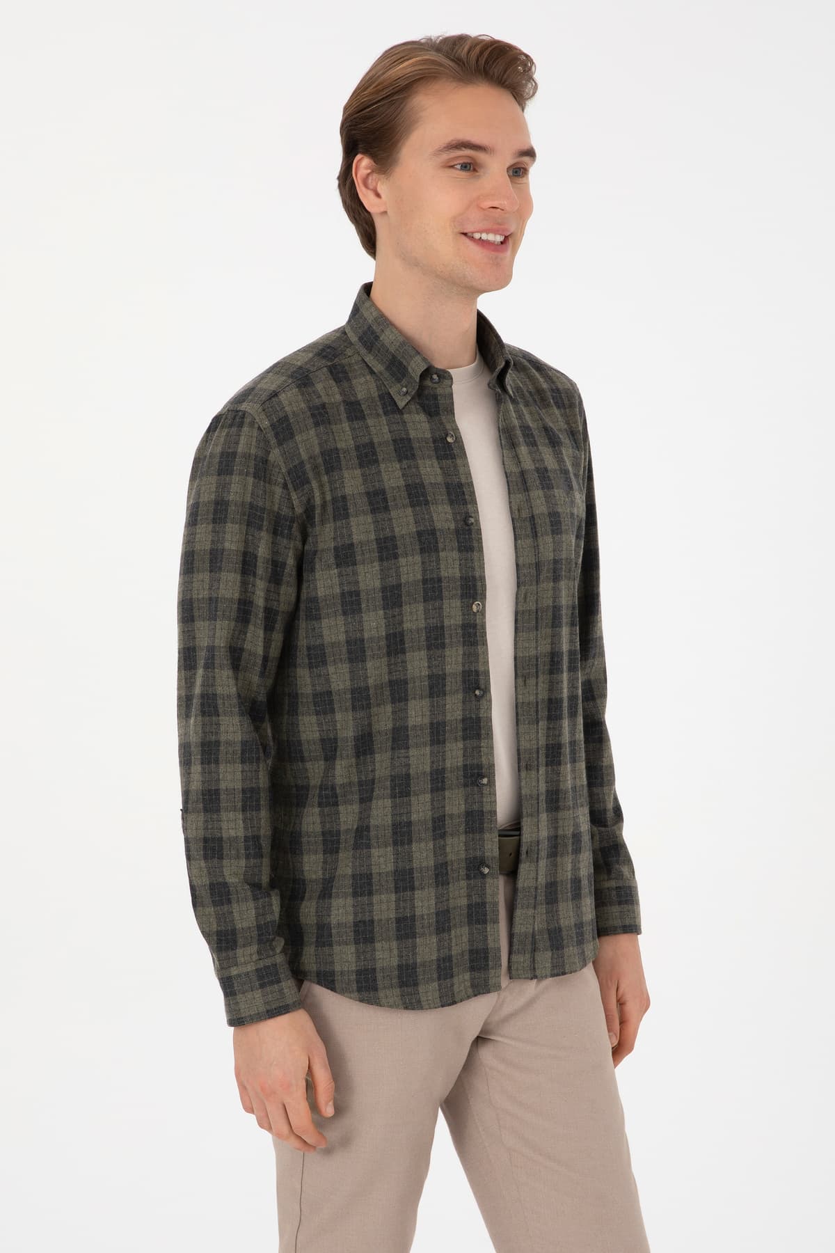 پیراهن مردانه آستینبلند U.S. Polo Assn. سبز خاکی روشن مدل 50308482-VR183 پیراهن مردانه آستینبلند U.S. Polo Assn. سبز خاکی روشن مدل 50308482-VR183