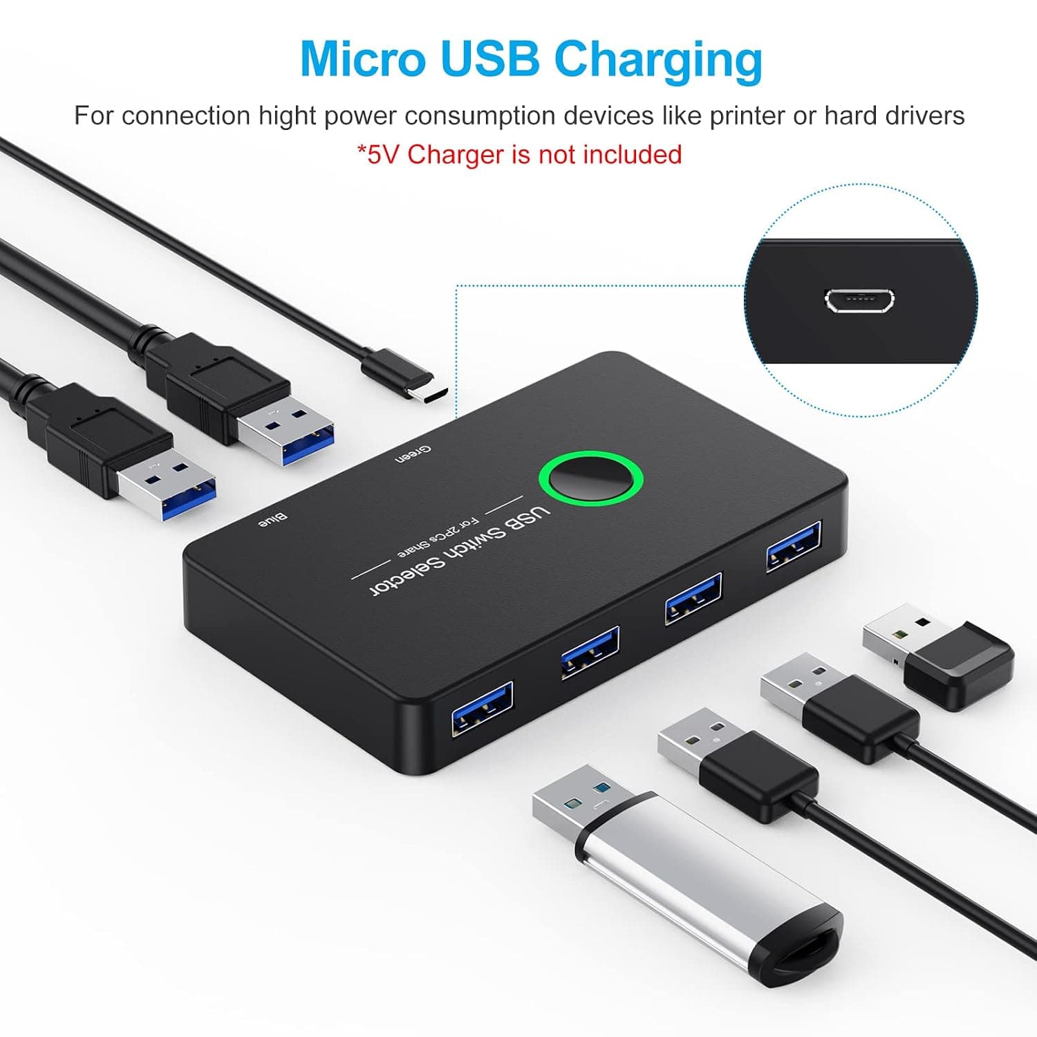 هاب سوییچ KVM USB 3.0 چهارپورته ULXUUUN برای اشتراکگذاری بین ۲ کامپیوتر سازگار با Windows و macOS هاب سوییچ KVM USB 3.0 چهارپورته ULXUUUN برای اشتراکگذاری بین ۲ کامپیوتر سازگار با Windows و macOS