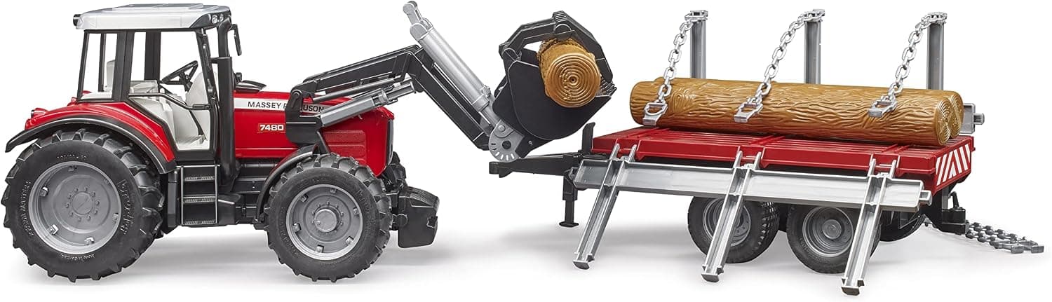 تراکتور Bruder Massey Ferguson 7480 با بیل و تریلر حمل کنده درخت مدل BR02046 تراکتور Bruder Massey Ferguson 7480 با بیل و تریلر حمل کنده درخت مدل BR02046