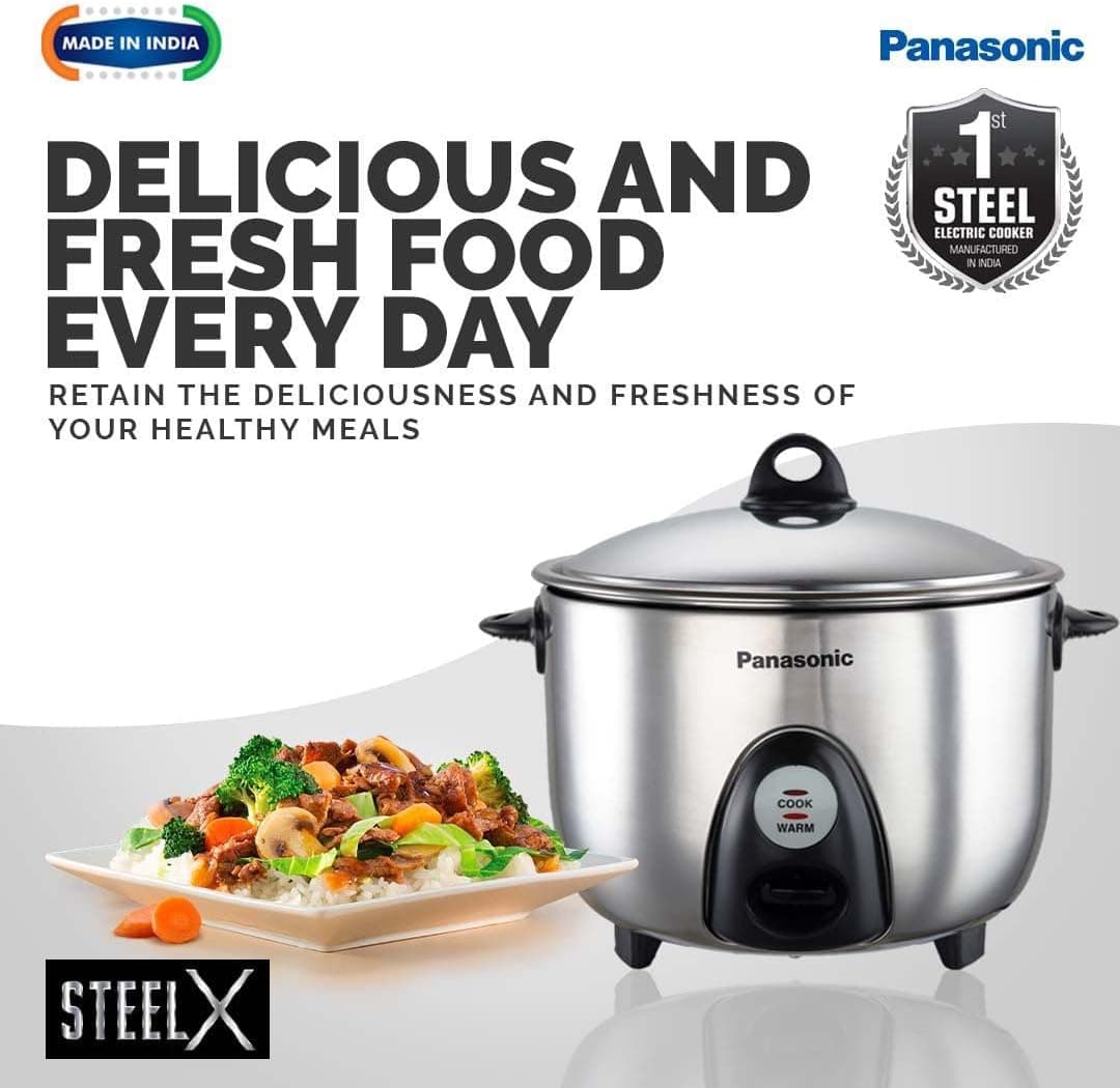پلوپز برقی اتوماتیک Panasonic استیل ضدزنگ 1.8 L نقرهای مدل SR-G18 پلوپز برقی اتوماتیک Panasonic استیل ضدزنگ 1.8 L نقرهای مدل SR-G18