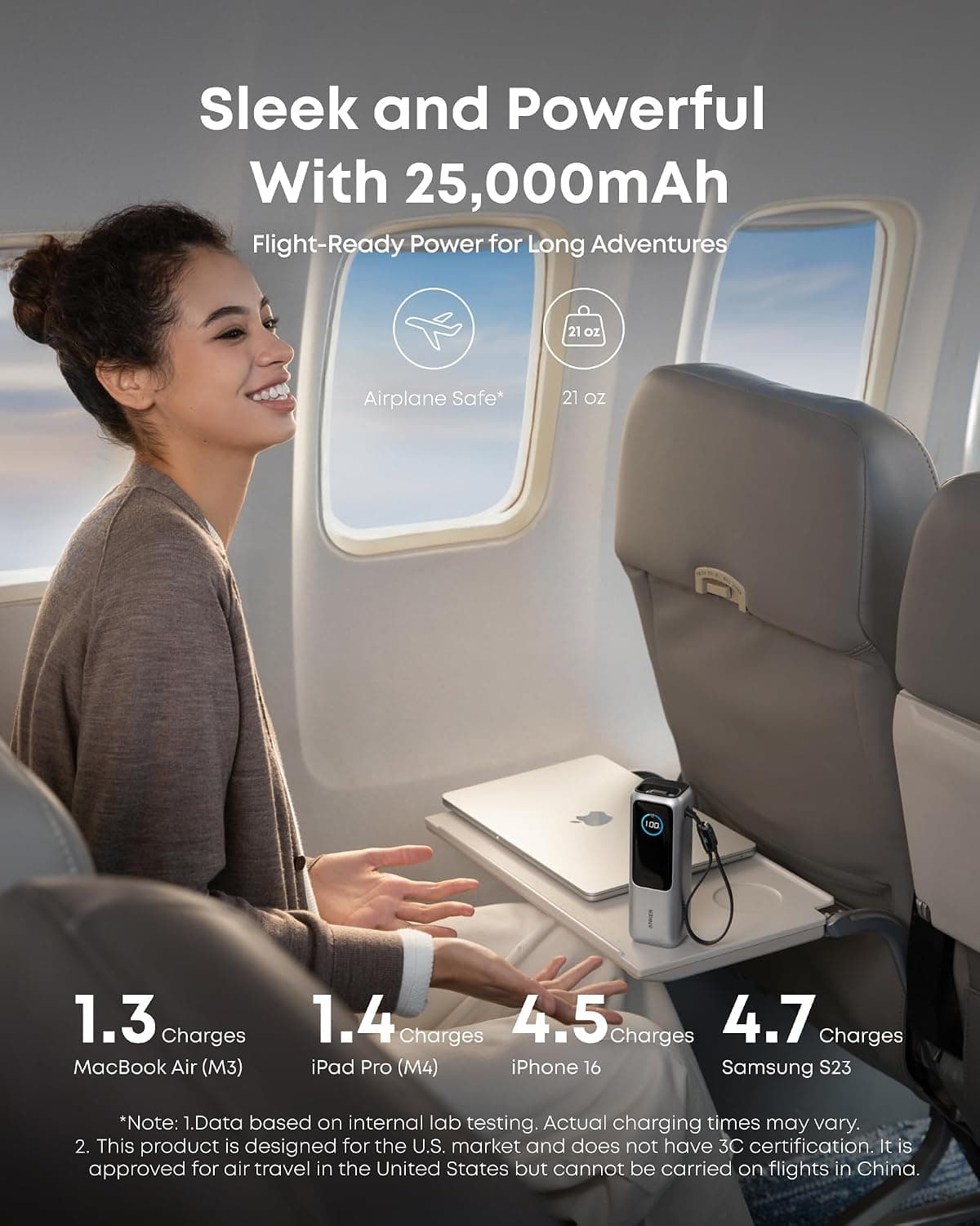 پاوربانک Anker Zolo 25.000 mAh 165W با کابل جمعشونده USB-C مشکی مدل A1695 پاوربانک Anker Zolo 25.000 mAh 165W با کابل جمعشونده USB-C مشکی مدل A1695