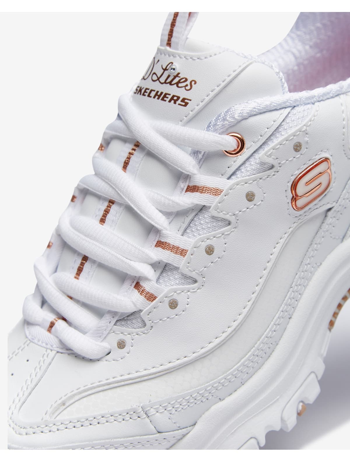 کفش اسنیکرز زنانه Skechers D'lites Biggest Fan سفید/صورتی/طلایی مدل 11931 WTRG کفش اسنیکرز زنانه Skechers D'lites Biggest Fan سفید/صورتی/طلایی مدل 11931 WTRG