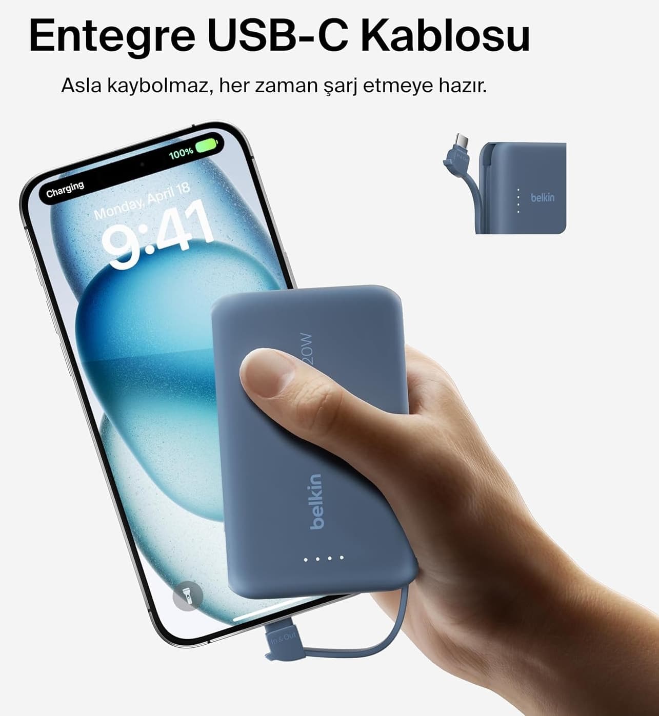 پاوربانک Belkin مدل BoostCharge با کابل داخلی 10K و PD 20W پاوربانک Belkin مدل BoostCharge با کابل داخلی 10K و PD 20W