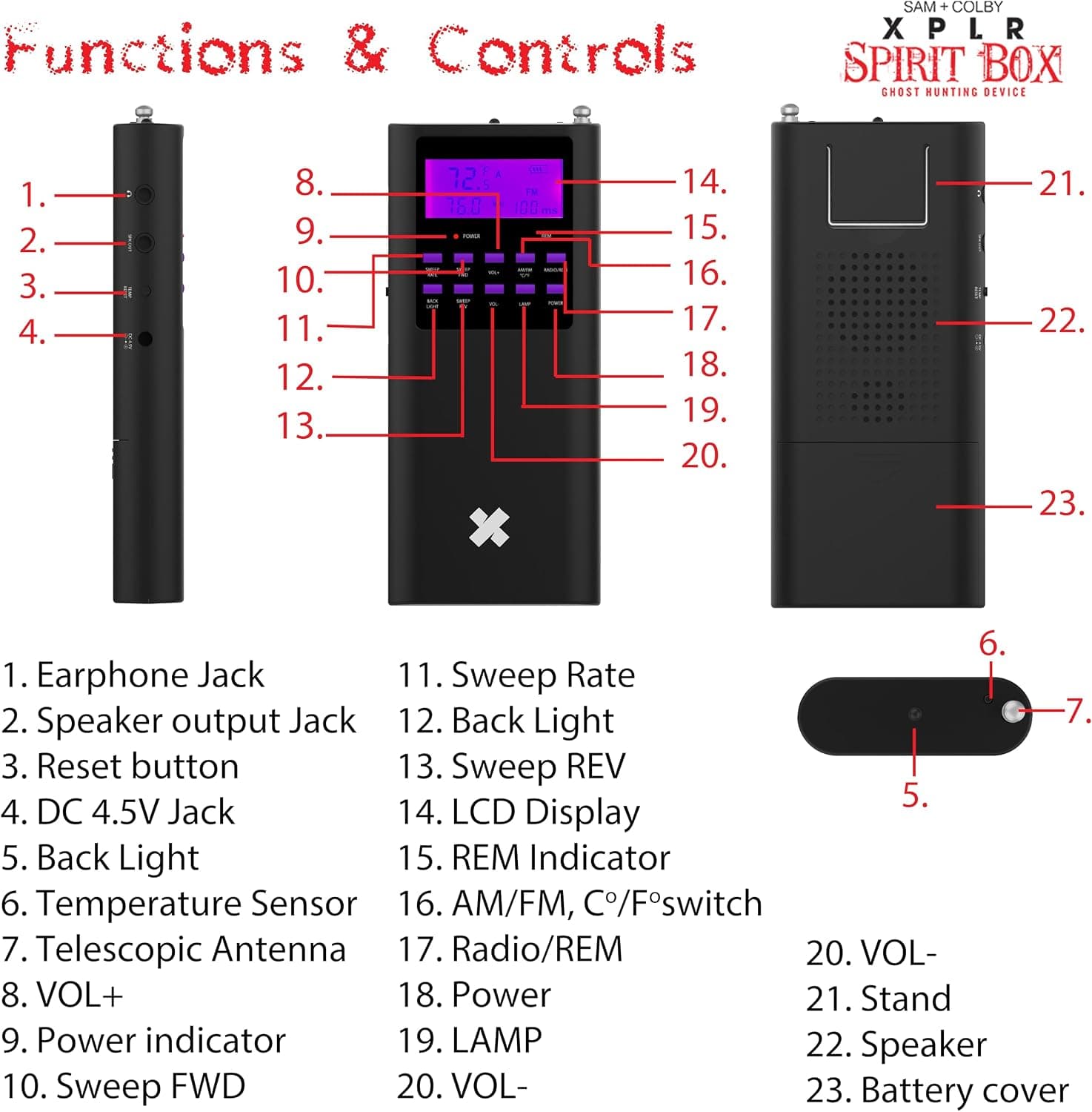 دستگاه تشخیص ارواح Allstar Innovations برای شکارچیان ارواح با تشخیص EMF و EVP مدل Sam and Colby XPLR Spirit Box دستگاه تشخیص ارواح Allstar Innovations برای شکارچیان ارواح با تشخیص EMF و EVP مدل Sam and Colby XPLR Spirit Box