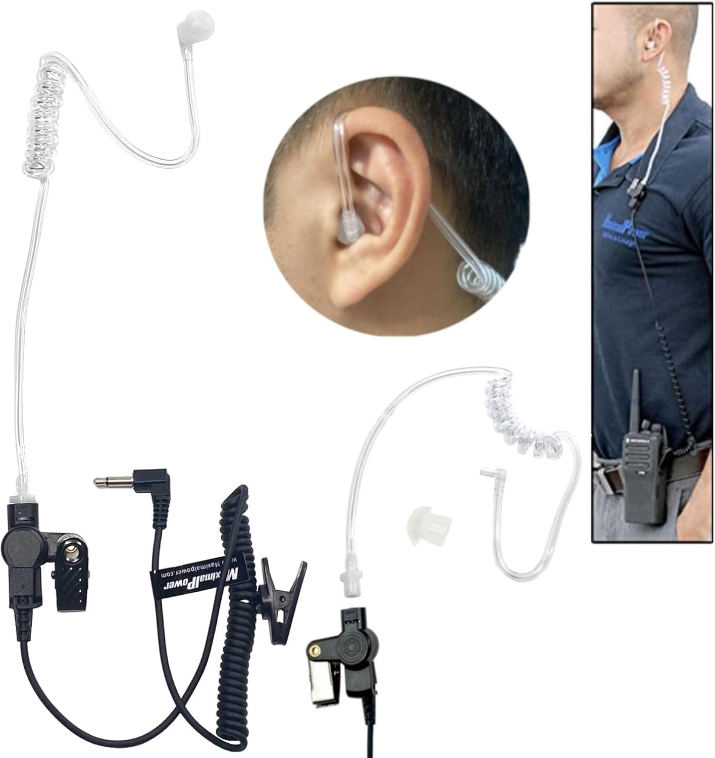 گوشی شنود Maximalpower با لوله آکوستیک شفاف 3,5 mm برای بیسیمهای دوطرفه، مدل RHF 617-1N، 3 بسته گوشی شنود Maximalpower با لوله آکوستیک شفاف 3,5 mm برای بیسیمهای دوطرفه، مدل RHF 617-1N، 3 بسته