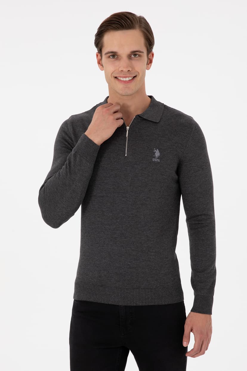 پلیور مردانه U.S. Polo Assn. اسلیم فیت نیم زیپ آنتراسیت ملانژ بیسیک مدل 50297066-VR081 پلیور مردانه U.S. Polo Assn. اسلیم فیت نیم زیپ آنتراسیت ملانژ بیسیک مدل 50297066-VR081