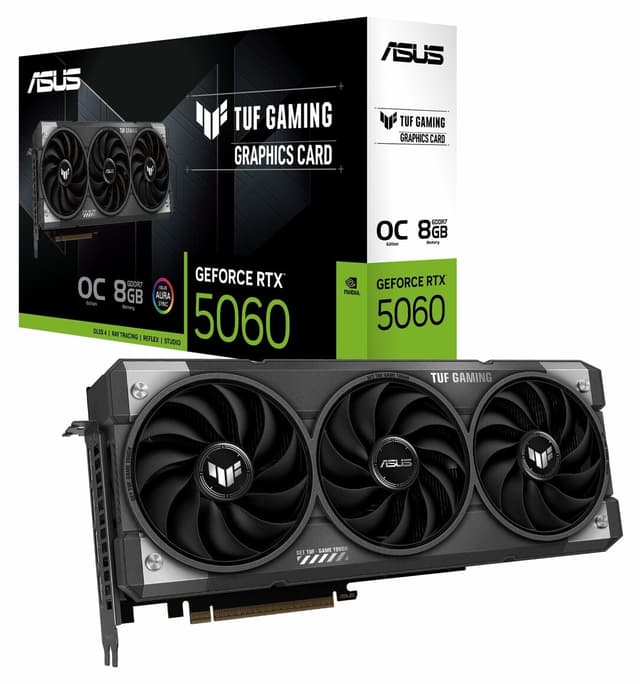 کارت گرافیک ASUS TUF Gaming GeForce RTX 5060 OC با حافظه 8GB GDDR7 و رابط 128Bit HDMI/DP کارت گرافیک ASUS TUF Gaming GeForce RTX 5060 OC با حافظه 8GB GDDR7 و رابط 128Bit HDMI/DP