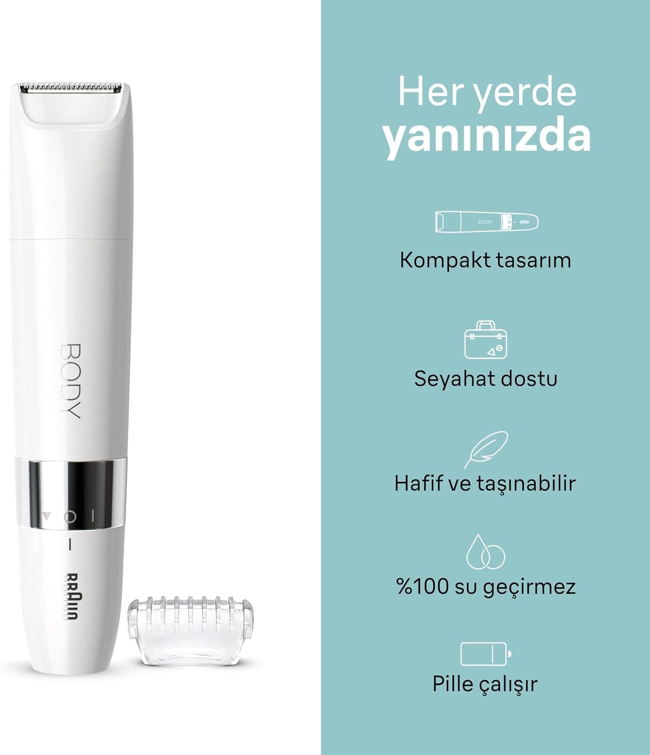 ماشین تریمر مینی بدن Braun مدل BS1000 شانه تنظیم، باتری و برس تمیزکننده ماشین تریمر مینی بدن Braun مدل BS1000 شانه تنظیم، باتری و برس تمیزکننده