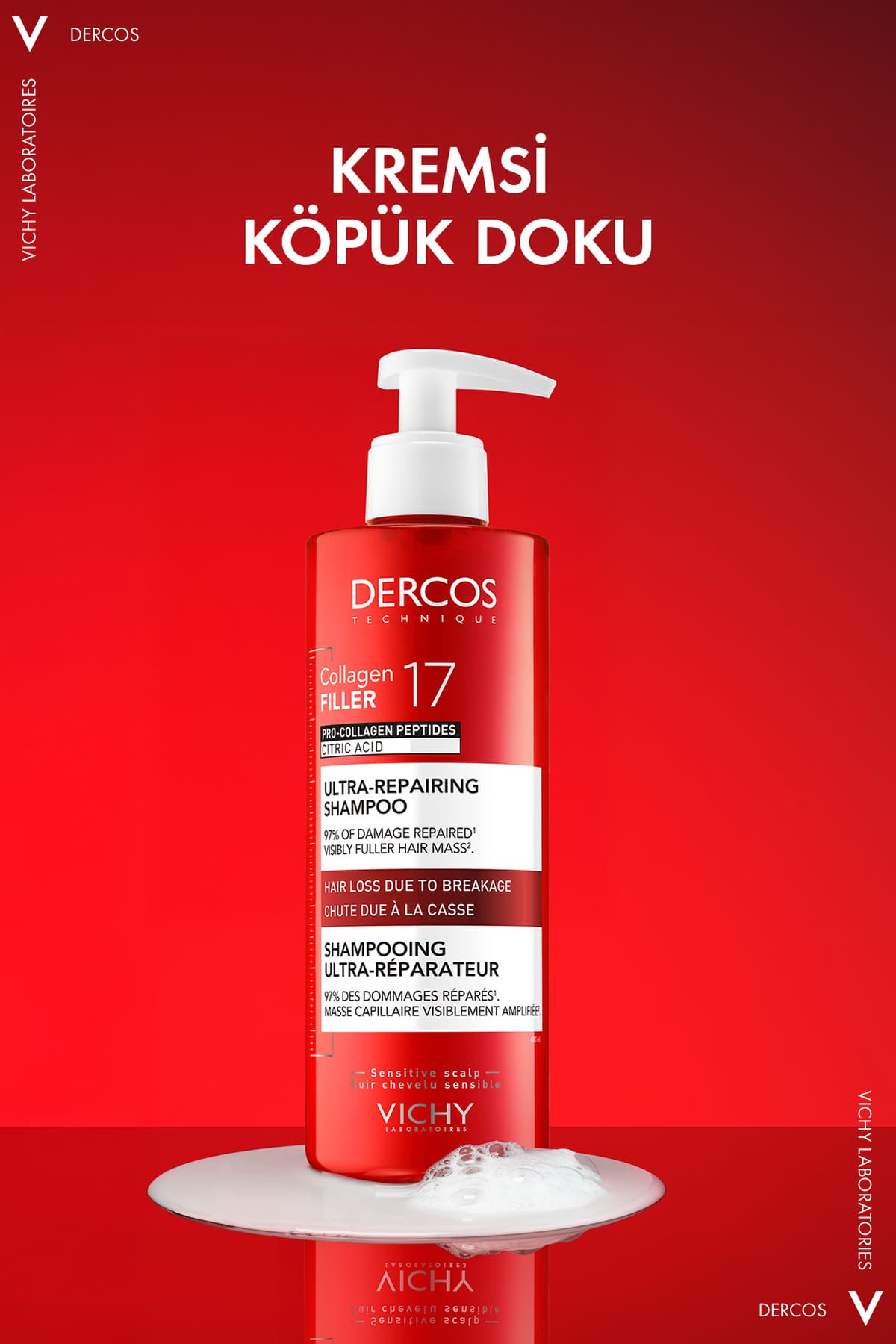 شامپو مو مناسب انواع مو Vichy ضد ریزش ناشی از شکنندگی Dercos Collagen 17 Filler 400 ml شامپو مو مناسب انواع مو Vichy ضد ریزش ناشی از شکنندگی Dercos Collagen 17 Filler 400 ml