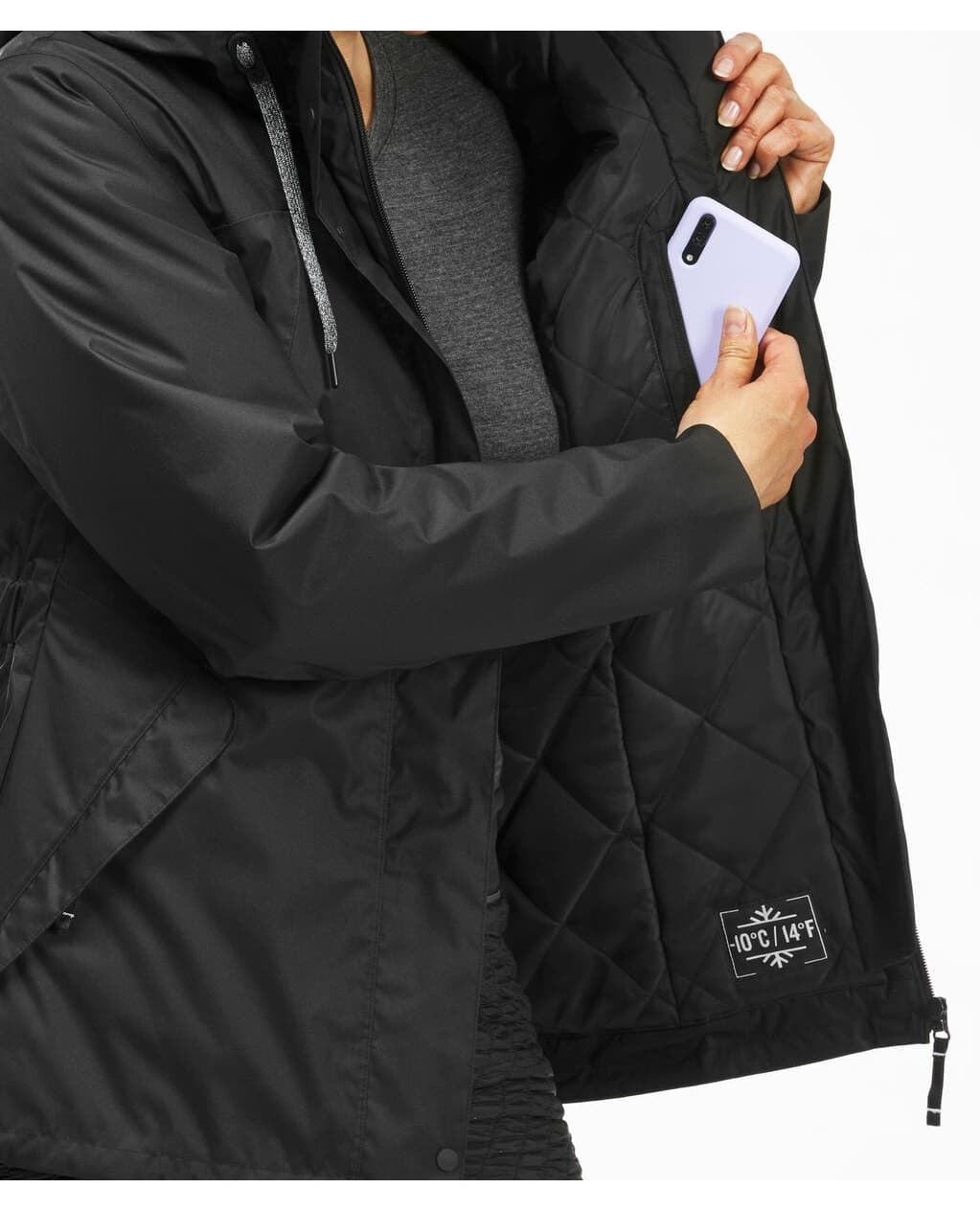 کاپشن زمستانی زنانه ضدآب Decathlon Quechua مشکی مناسب دمای -10 °C مدل NH500 کاپشن زمستانی زنانه ضدآب Decathlon Quechua مشکی مناسب دمای -10 °C مدل NH500