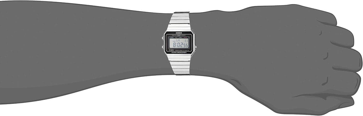 ساعت یونیسکس Casio با صفحه خاکستری و بند نقرهای مدل A700W-1ADF ساعت یونیسکس Casio با صفحه خاکستری و بند نقرهای مدل A700W-1ADF